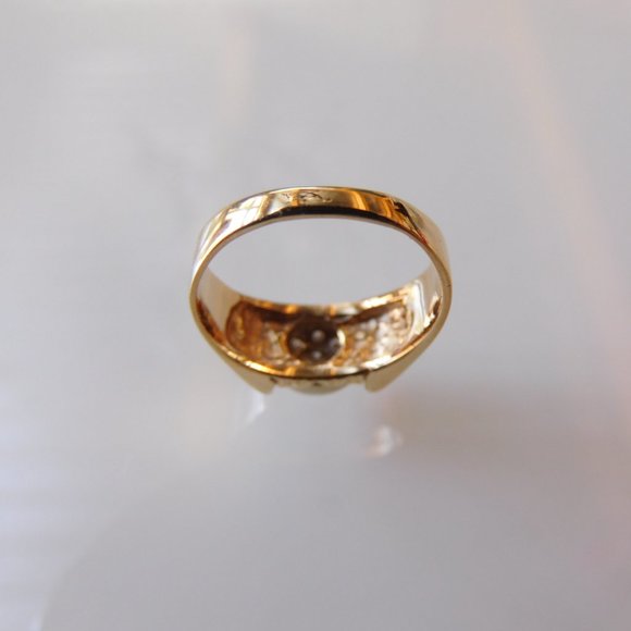 Ring White Gold and 10K Yellow Gold 7 Diamonds 2 points each GR 4 - Picture 8 of 10